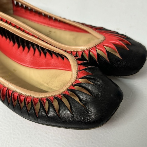 RARE !! BLACK MELON orange pink twist Christian Louboutin flats red bottoms - Picture 3 of 7